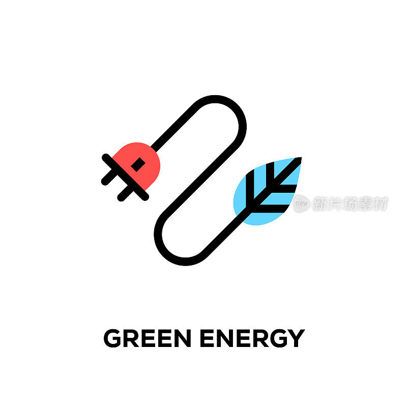 Flat line design style modern vector Green Energy icon